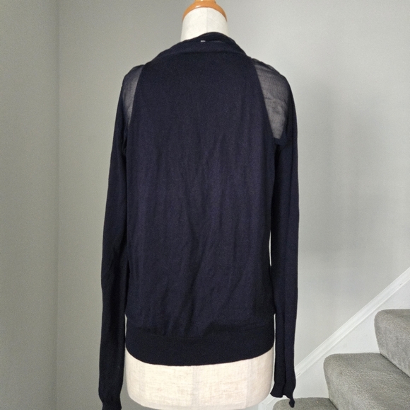 IBlues Navy Sheer Silk Cashmere Button-Up Cardigan Size L - Picture 3 of 6